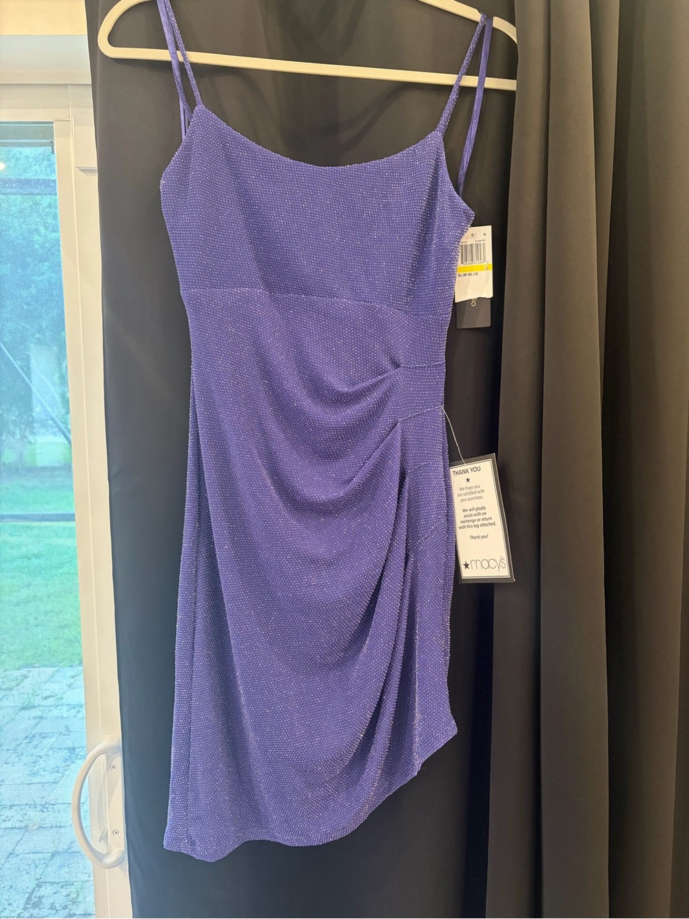 NWT City Studio Blue Glitter Open Back Mini Dress Size M